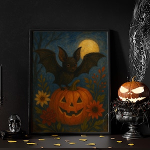 Halloween Cute Little Bat Paint by Numbers Kit, Paint By Numbers For Adult, Numbered Painting Kit, Diy Acrylic Canvas Wall Art