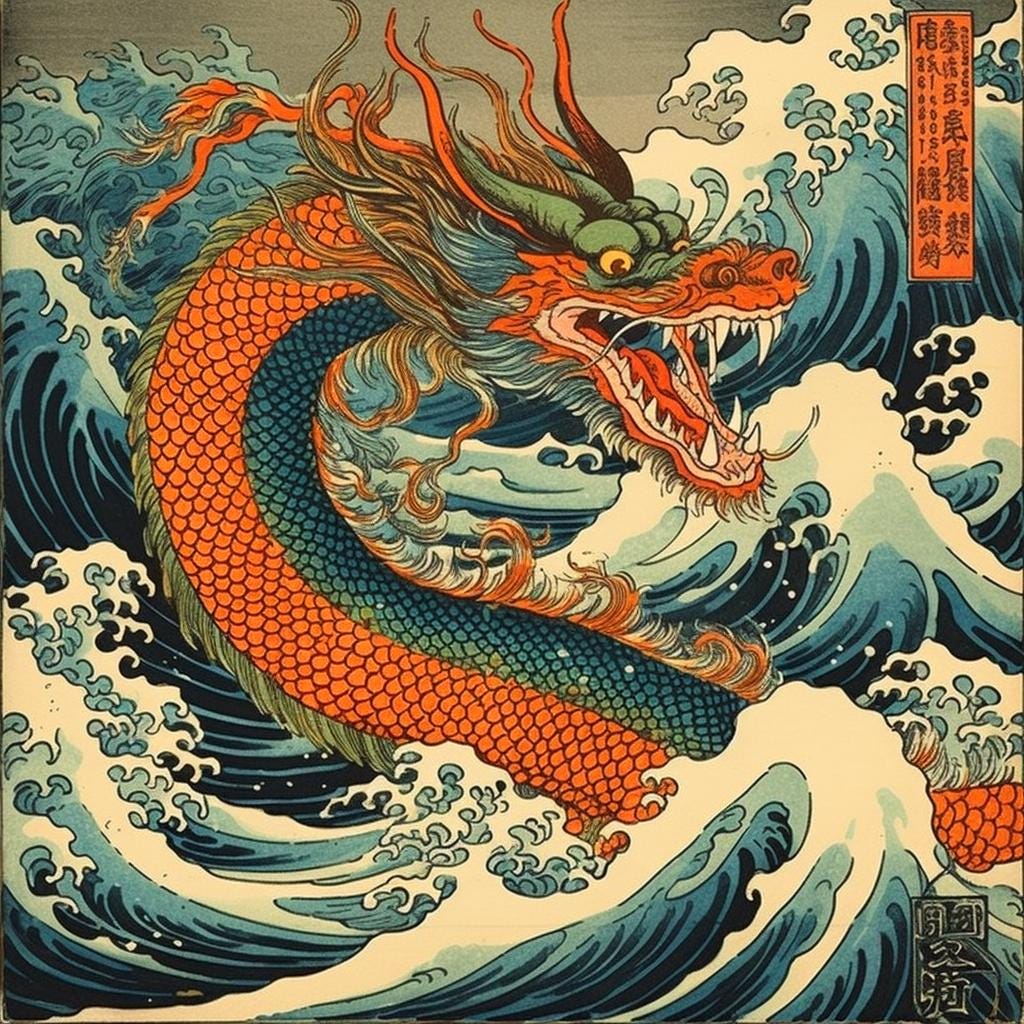 Japanese Dragon Paint by Numbers Kit, DIY Acrylic Canvas Art - Etsy