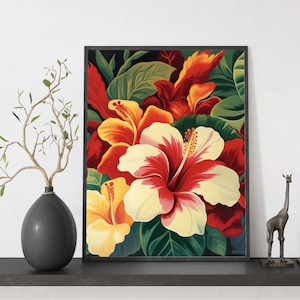 Hibiscus Paint By Numbers Kit: Acrylic Canvas Wall Art