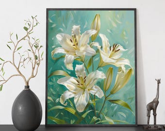Flowers Paint by Numbers Kit For Adult: DIY Acrylic Canvas Wall Art