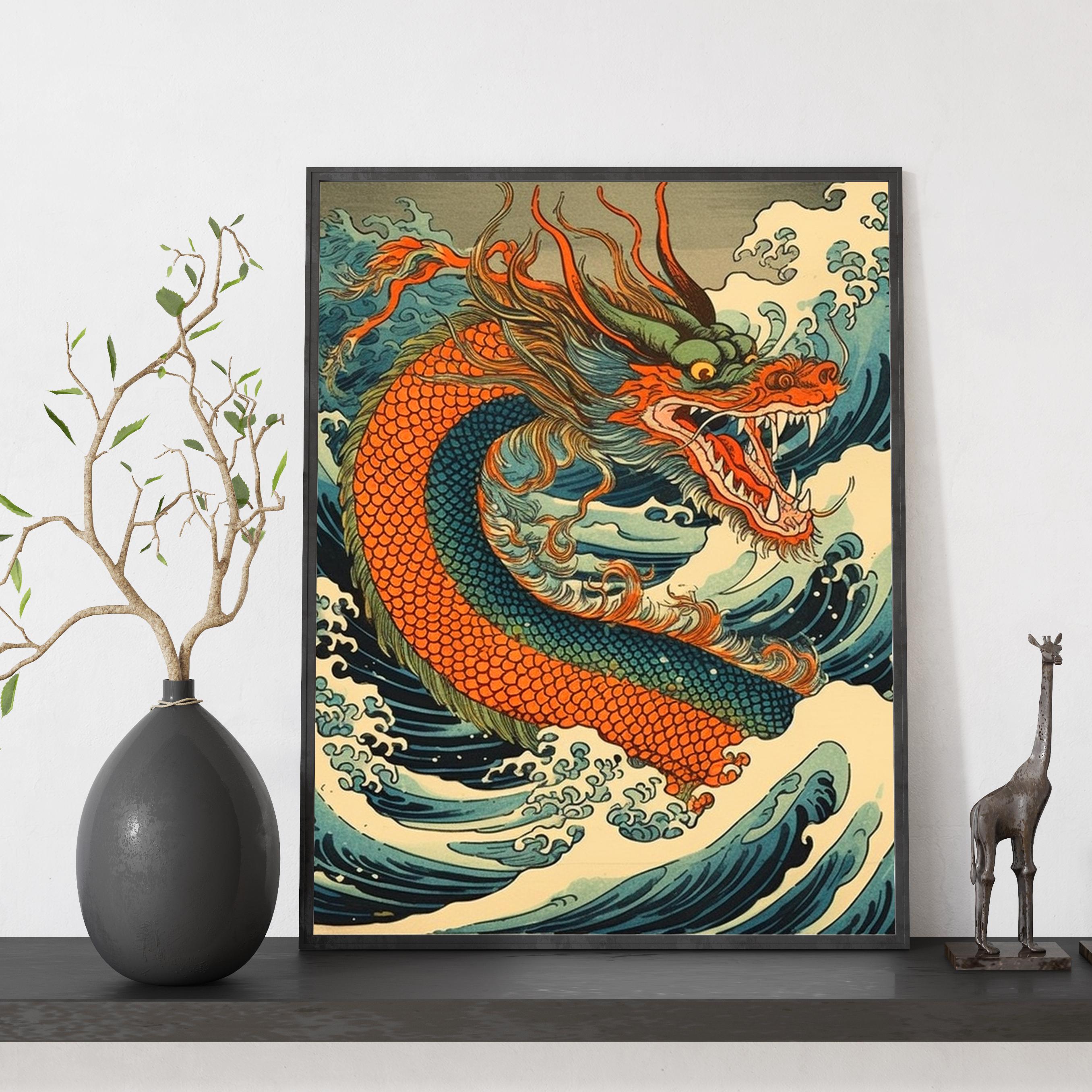 Japanese Dragon Paint by Numbers Kit, DIY Acrylic Canvas Art - Etsy