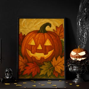 Halloween Paint by Numbers Kit: Acrylic Canvas Wall Art for Adults