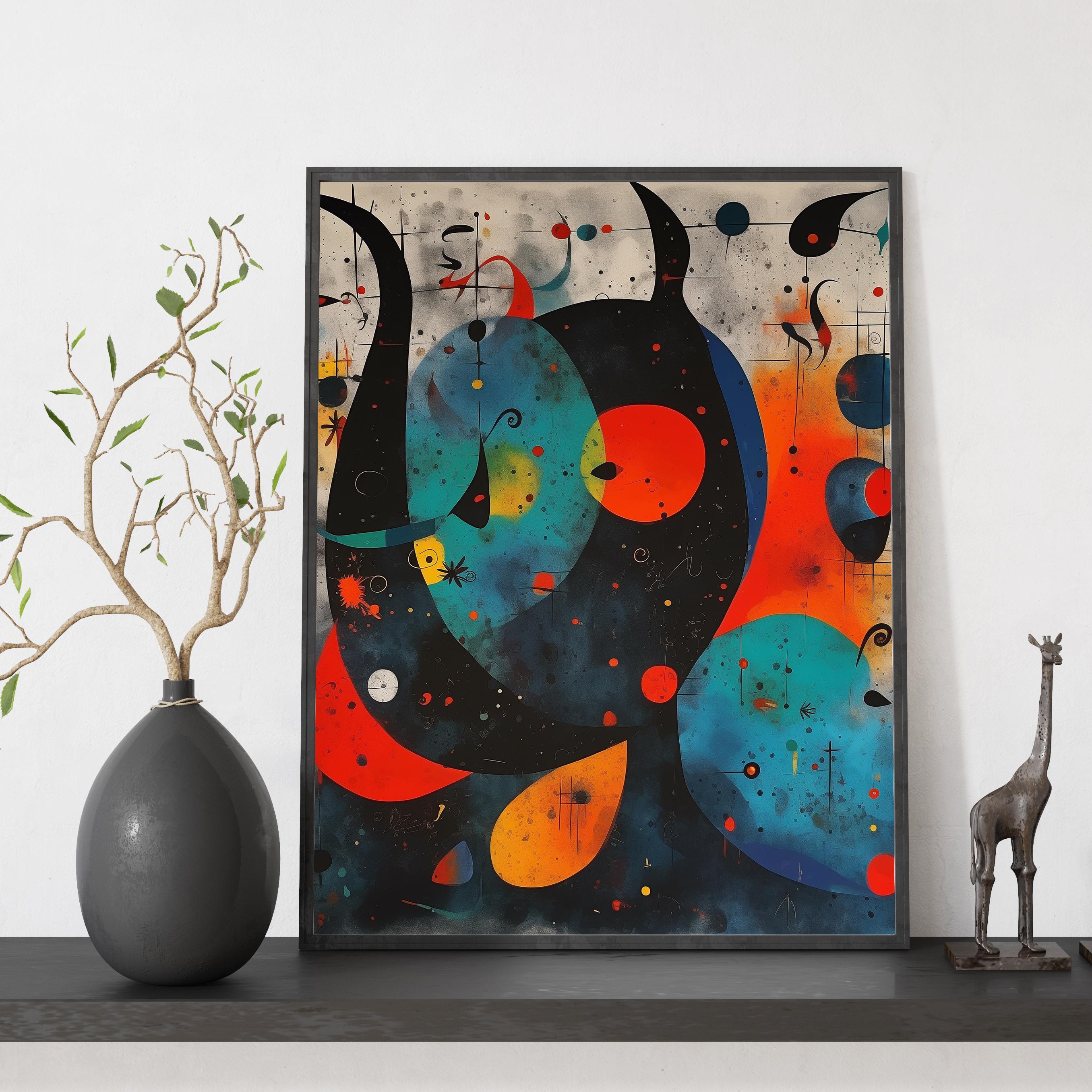 Joan Miro、PEINTURE、画集画、新品額装付 Joan Miró Style Paint by Numbers Kit: DIY Abstract Acrylic Canvas