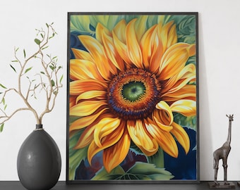Kit de pintura de girasoles por números para adultos: lienzo acrílico DIY
