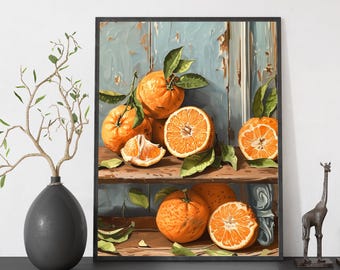 Oranges Paint by Numbers Kit For Adult: DIY Acrylic Canvas Wall Art