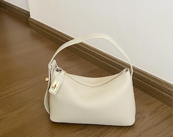 Leather Shoulder Bag, Minimal Women's Underarm Bag, LeatherHobo Bag, Commuter Bag