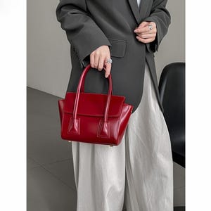 Women&#39;s Leather Handbags, Elegant Leather Top Handle Bag, Leather Shoulder Bag
