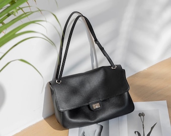 Leather Tote Bag, Underarm Shoulder Bag for Women, Minimalist Commuter Bag, Elegant Shoulder Bag