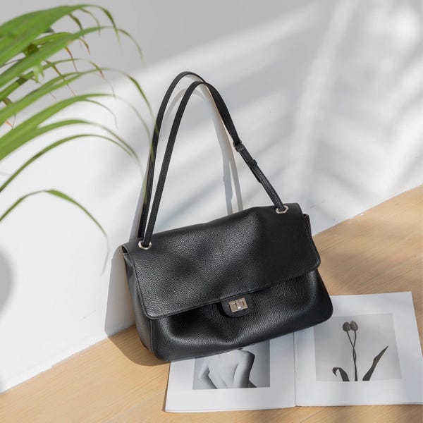 Leather Tote Bag, Underarm Shoulder Bag for Women, Minimalist Commuter Bag, Elegant Shoulder Bag