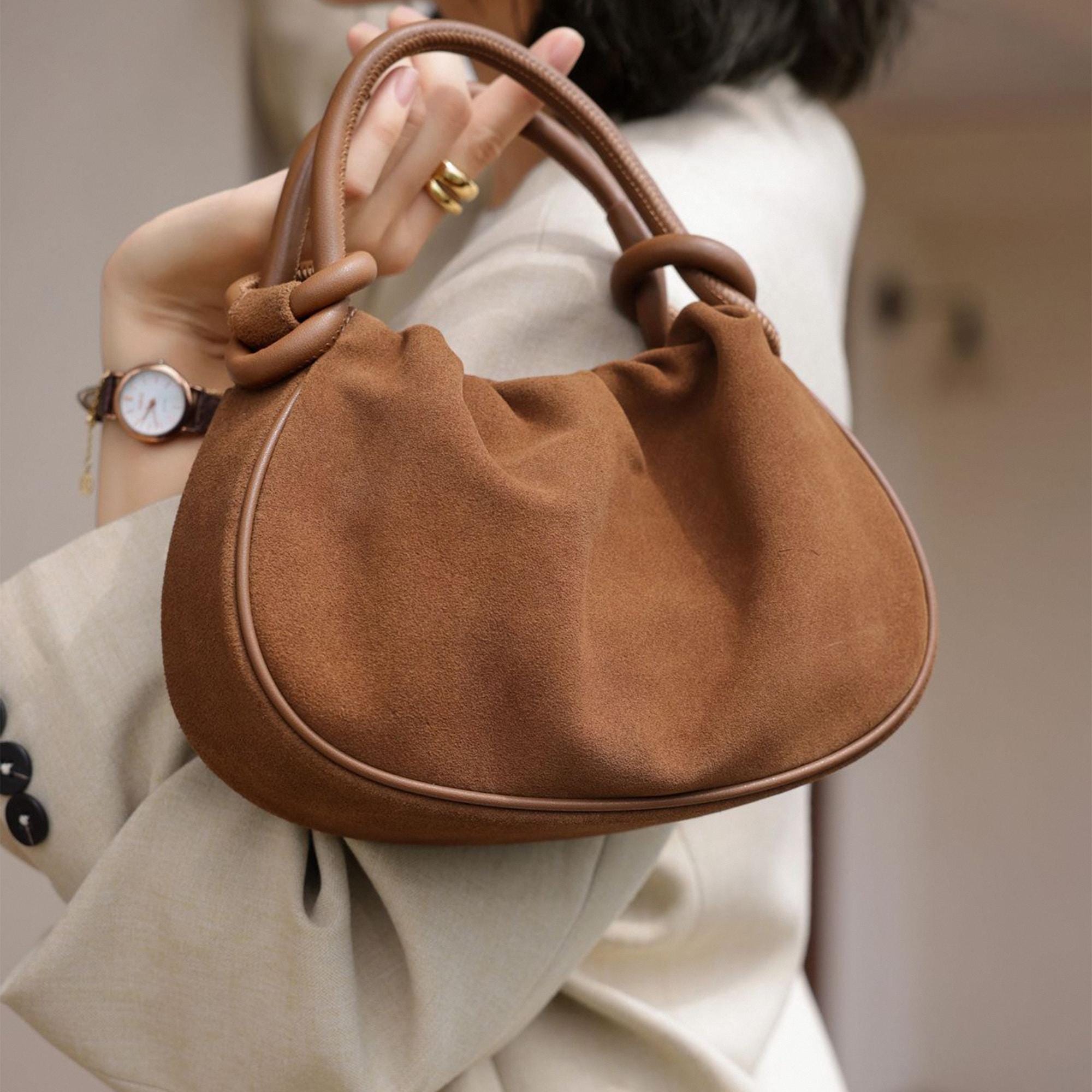 Small Suede Leather Handbag Women s Top Handle Bag Elegant Small Lady s Shoulder Bag Etsy