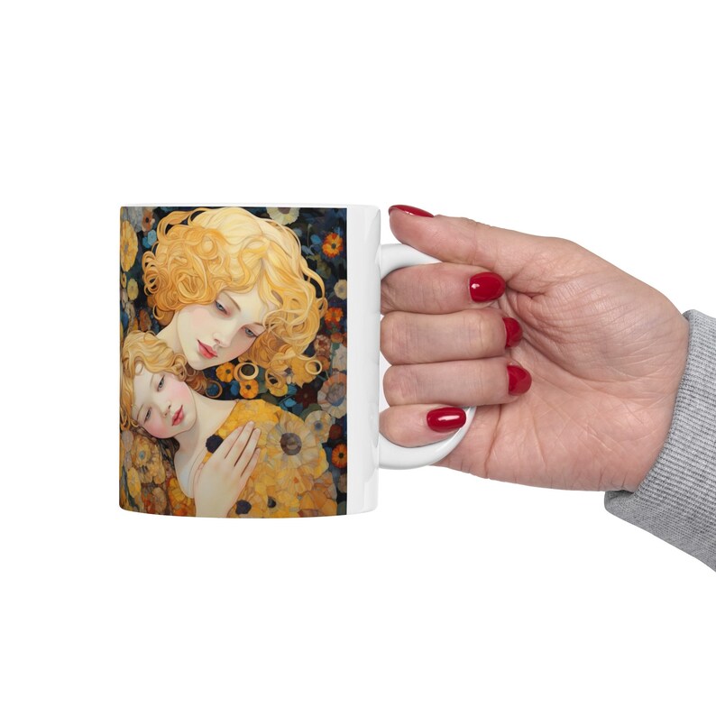 Ceramic Mug, gift for, Mom, Mother, Grandmother, Grandma, Granny, Beutiful, Mother's day, Mom day, Cup, Birthday Gift, G. Klimt Inspired zdjęcie 5