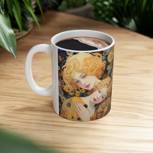 Ceramic Mug, gift for, Mom, Mother, Grandmother, Grandma, Granny, Beutiful, Mother's day, Mom day, Cup, Birthday Gift, G. Klimt Inspired zdjęcie 4