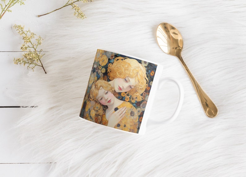 Ceramic Mug, gift for, Mom, Mother, Grandmother, Grandma, Granny, Beutiful, Mother's day, Mom day, Cup, Birthday Gift, G. Klimt Inspired zdjęcie 1