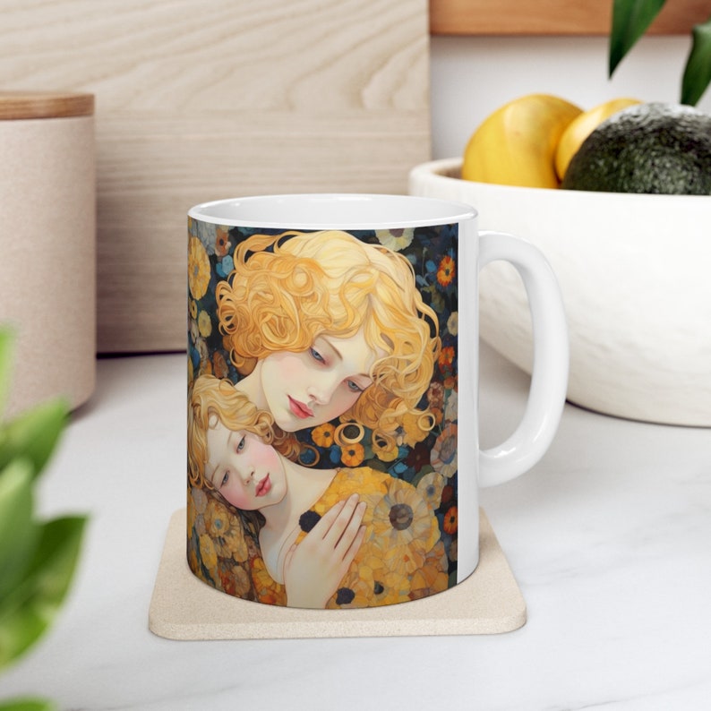 Ceramic Mug, gift for, Mom, Mother, Grandmother, Grandma, Granny, Beutiful, Mother's day, Mom day, Cup, Birthday Gift, G. Klimt Inspired zdjęcie 6