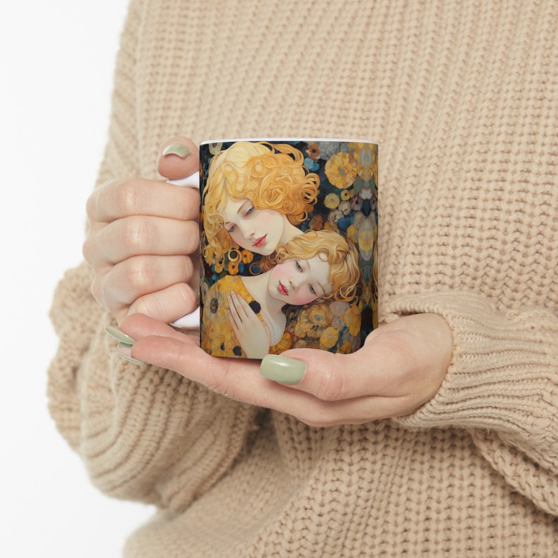 Ceramic Mug, gift for, Mom, Mother, Grandmother, Grandma, Granny, Beutiful, Mother's day, Mom day, Cup, Birthday Gift, G. Klimt Inspired zdjęcie 3
