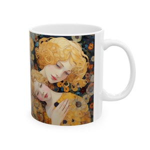 Ceramic Mug, gift for, Mom, Mother, Grandmother, Grandma, Granny, Beutiful, Mother's day, Mom day, Cup, Birthday Gift, G. Klimt Inspired zdjęcie 9