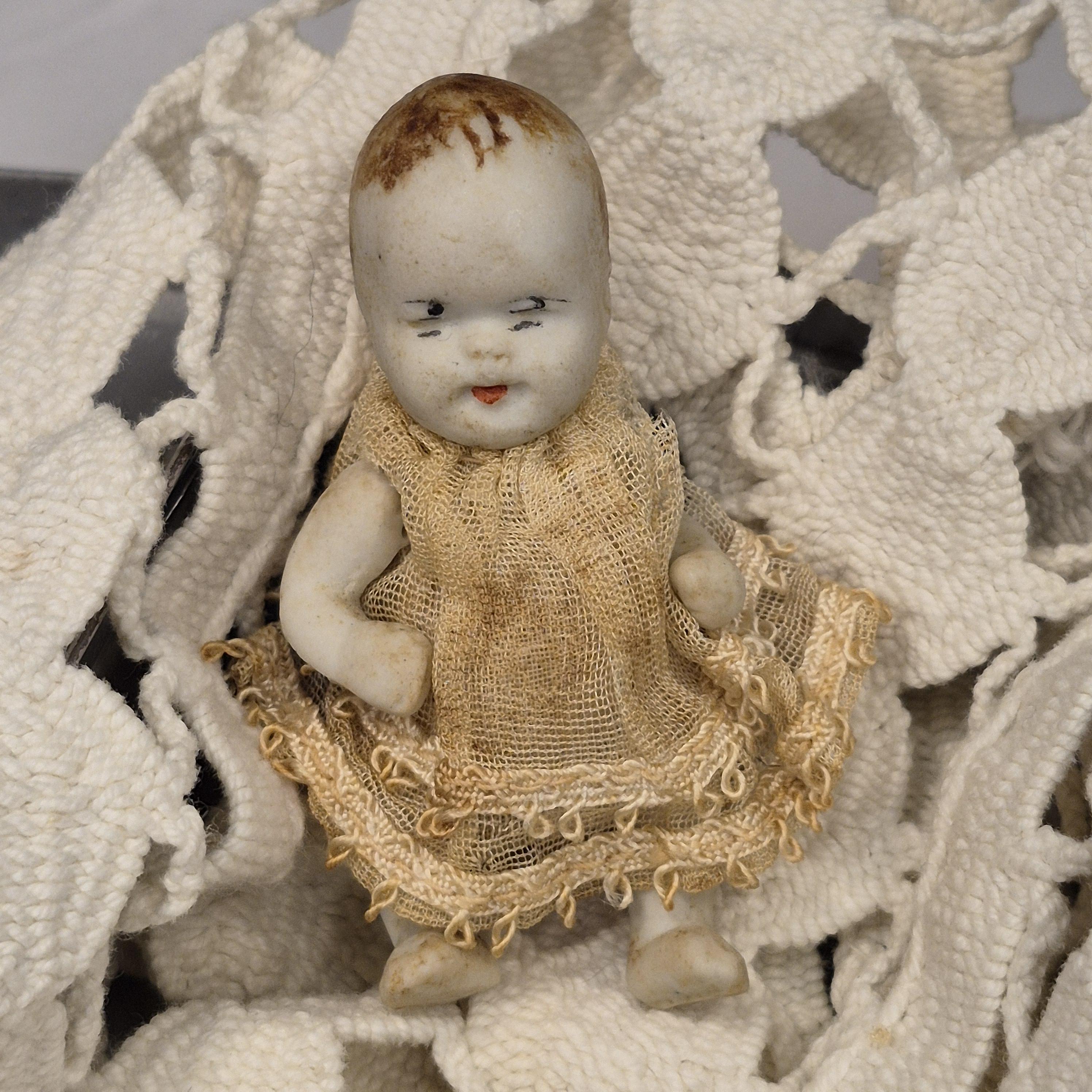 Antique Bisque Miniature Baby Doll: 2.5