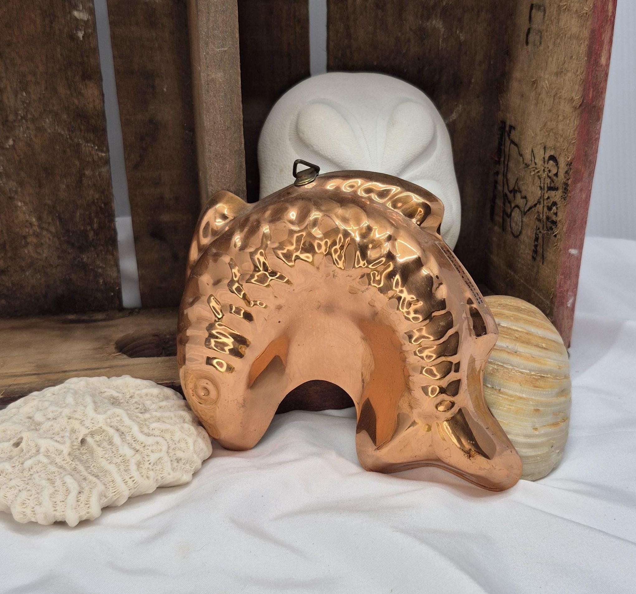 Vintage Copper Fish Mold: 1980s Kitchen Decor, French Country