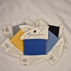 1 x Rainbow Gallery Thread Grandeur 100% Pearl Silk #5 Skein - 10 yds Made in Switzerland Needlepoint Cross-Stitch Embroidery You Choose