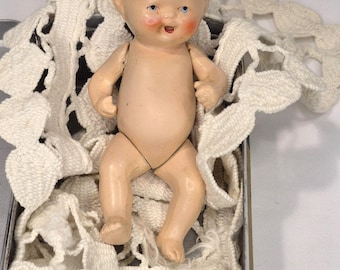 Antique German Bisque Jointed Baby Doll Miniature - Etsy