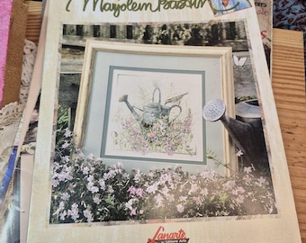 Vintage Wildflowers Cross Stitch Pattern: Watering Can, Bird & Butterfly - Marjolein Bastin