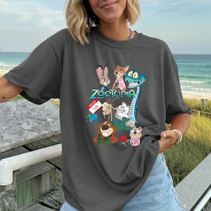 Camiseta de personajes de Zootopia, camiseta de Zootopia de Disney, camiseta de Judy Hopps y Nick Wilde, camiseta de película de animales de dibujos animados, regalo