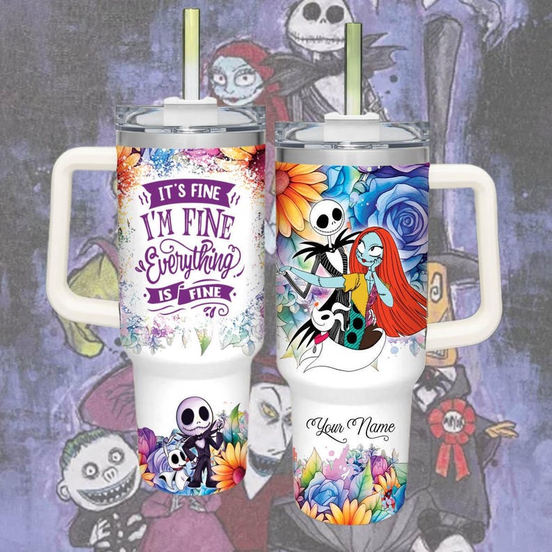 Custom Jack Skeleton 40oz Tumbler, Nightmare Before Christmas Tumbler Cup, Horror Movie Drinkware Tumbler, Disney Tumblerv