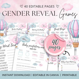 Gender Reveal Games Bundle, Blue Pink Gender Reveal, Party Games, Gender Reveal Ideas, Gender Reveal Games Pack, Gender Reveal Printable