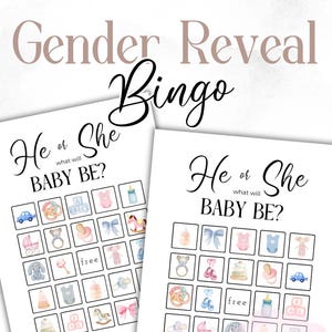 Gender Reveal Bingo Minimalism - Printed Gender Reveal - Bingo for Boys and Girls - Gender Reveal Game for Baby Showers - Editable in Canva