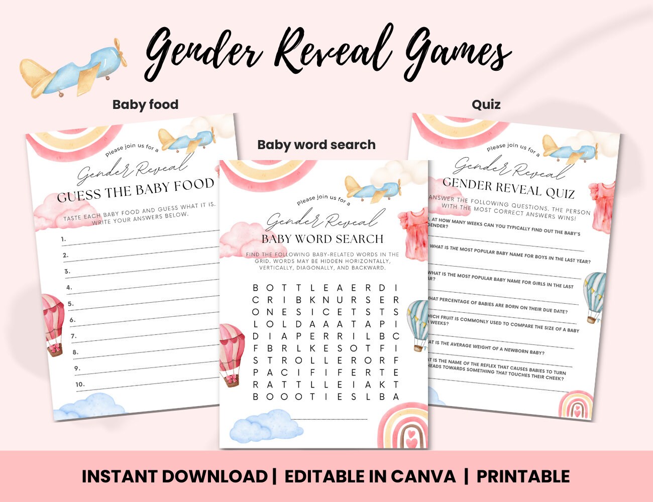 Gender Reveal Games Printable Gender Reveal Party Gender Reveal