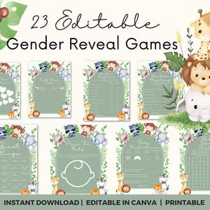 Gender Reveal Games | Printable Gender Reveal Party | Gender Reveal Ideas | Party Games | She or He Editable Games | pregnancy reveal Games