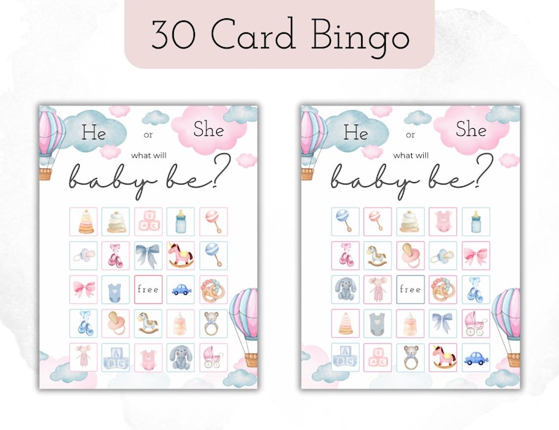Gender Reveal Bingo - Printed Gender Reveal Party Game - Bingo for Boys ...