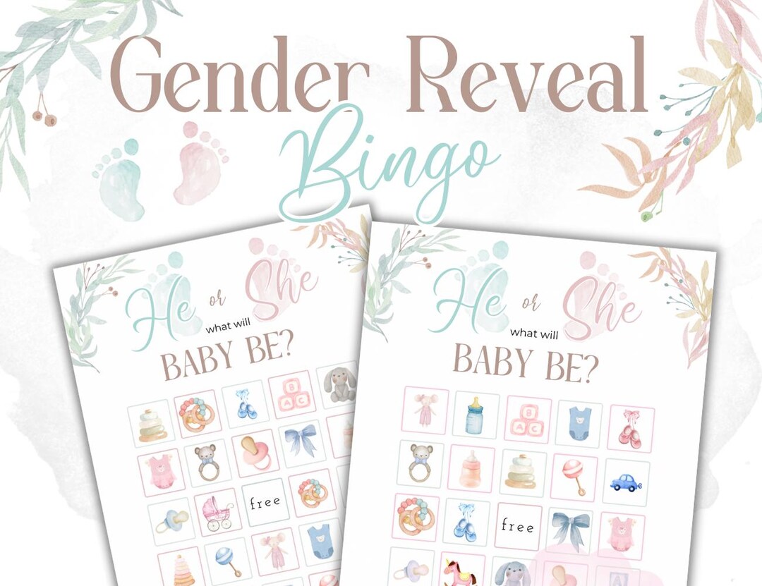 Gender Reveal Bingo - Printed Gender Reveal Party Game - Bingo for Boys ...