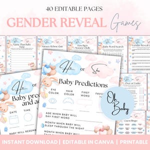 Gender Reveal Games Bundle, Blue Pink Gender Reveal, Party Games, Gender Reveal Ideas, Gender Reveal Games Pack, Gender Reveal Printable