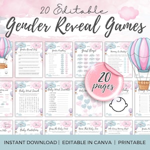 Gender Reveal Games Bundle, Blue Pink Gender Reveal, Party Games, Gender Reveal Ideas, Gender Reveal Games Pack, Gender Reveal Printable