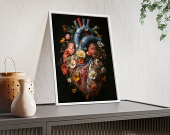 Cuore cornice poster con fiori