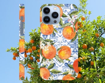 Orangen auf blauen Fliesen Handyhülle Slimcase Iphone