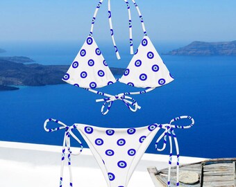 Evil Eye gerecycleerde bikini met veters