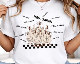 Personalized Teacher Name Tee, Silly Goose Teacher Hoodie, Funny Chaos Ducks T-shirt, Kindergarten Teacher Sweatshirt Gift
