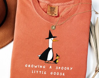 Growing A Spooky Little Goose T-Shirt, Funny Mama Shirt, Halloween Witch Geese Hoodie, Sarcastic Mom Sweatshirt, Gift for Mama Tee