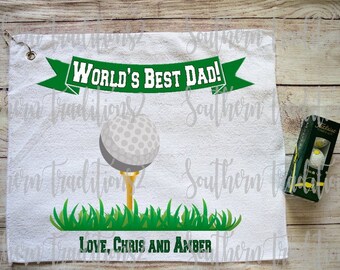 World's Best Dad golf towel design  - png - instant download - New Dad gift - Golf ball Tee Green Sports sublimation design print your own