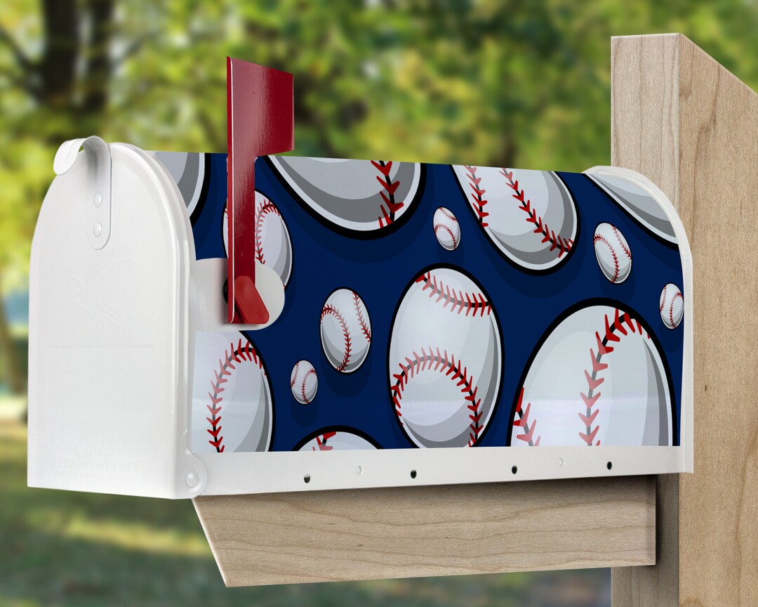 Navy Baseball Sports Team Mailbox Cover PNG Instant Download for