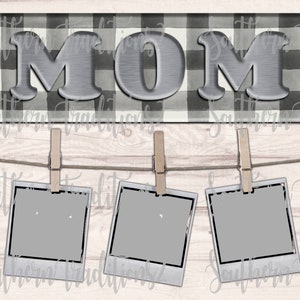 MOM picture board - Mother's Day gift design sublimatie leeg instant download Farm house ship lap design Buffalo Plaid