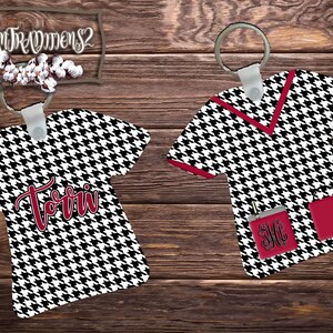 Nurse Scrub sleutelhangers - Halebound blanco ontwerp instand download - Gepersonaliseerde Nurse scrub sleutelhanger ontwerp - sublimatie ontwerp Hounds Tooth