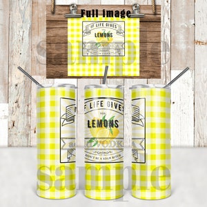 Se la vita ti dà limoni, Aggiungi vodka Non essere un ACID INSTANT DOWNLOAD per skinny 20 oz tumbler design gingham acquerello limone kitchy detti