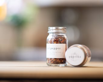 Spice Jar Labels • Rectangle Side + Circle Top • Custom Sizes • Water & Oil Durable