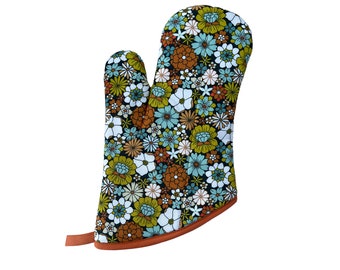 70's Flowers Oven Mitt