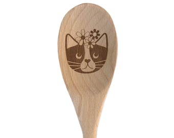 Flower Cat Wooden Spoon