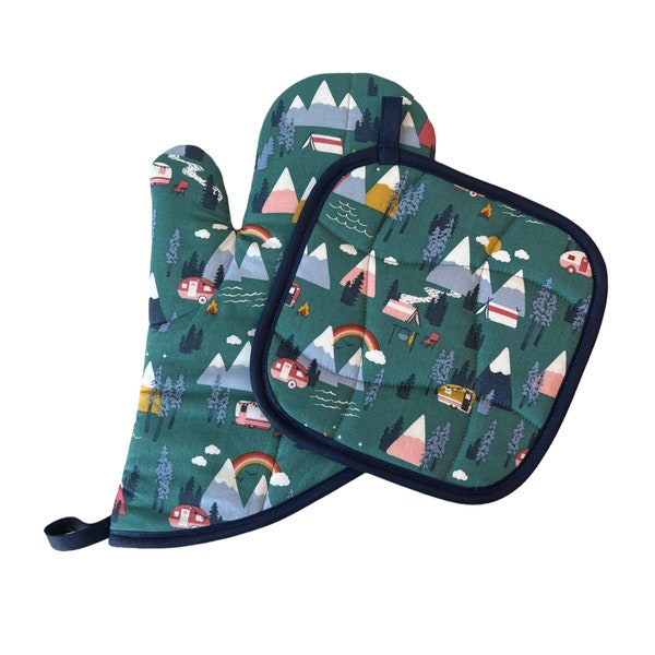 Mountain Camping Oven Mitt and Pot Holder Set