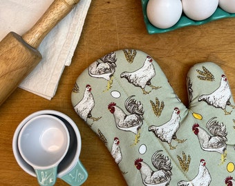 Barnyard Chickens Oven Mitt